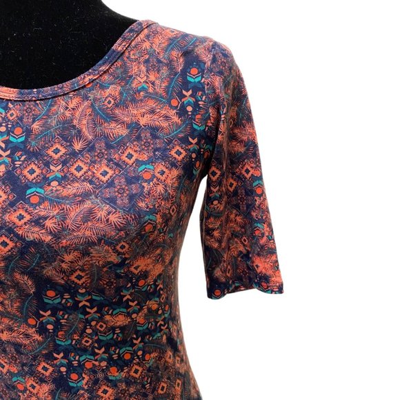 Lula Roe Peach and Teal Julia Pencil Dress, XXS, Pre-owned - Picture 5 of 7